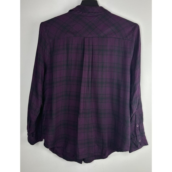 Torrid Purple Black Plaid Button Front Shirt Lattice Shoulder Top Plus Size 1 1X - Picture 8 of 9